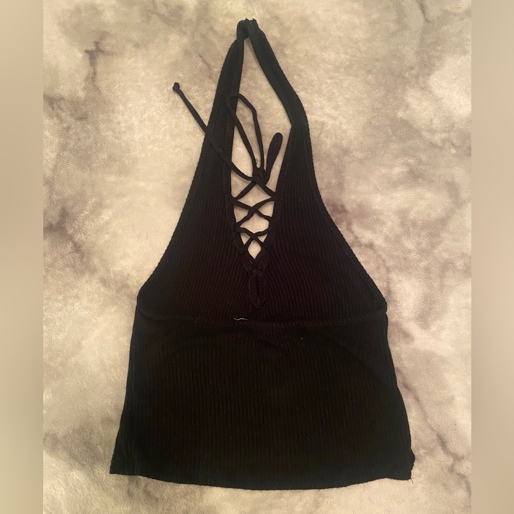 Black Halter Crop Top